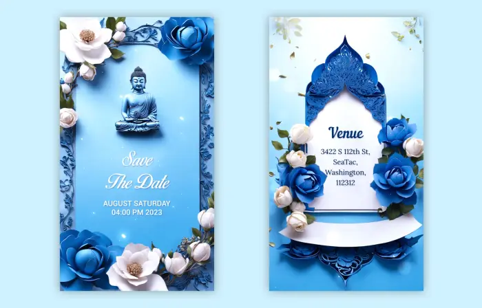 Cultural Buddhist 3D Themed Wedding Invitation Instagram Story
